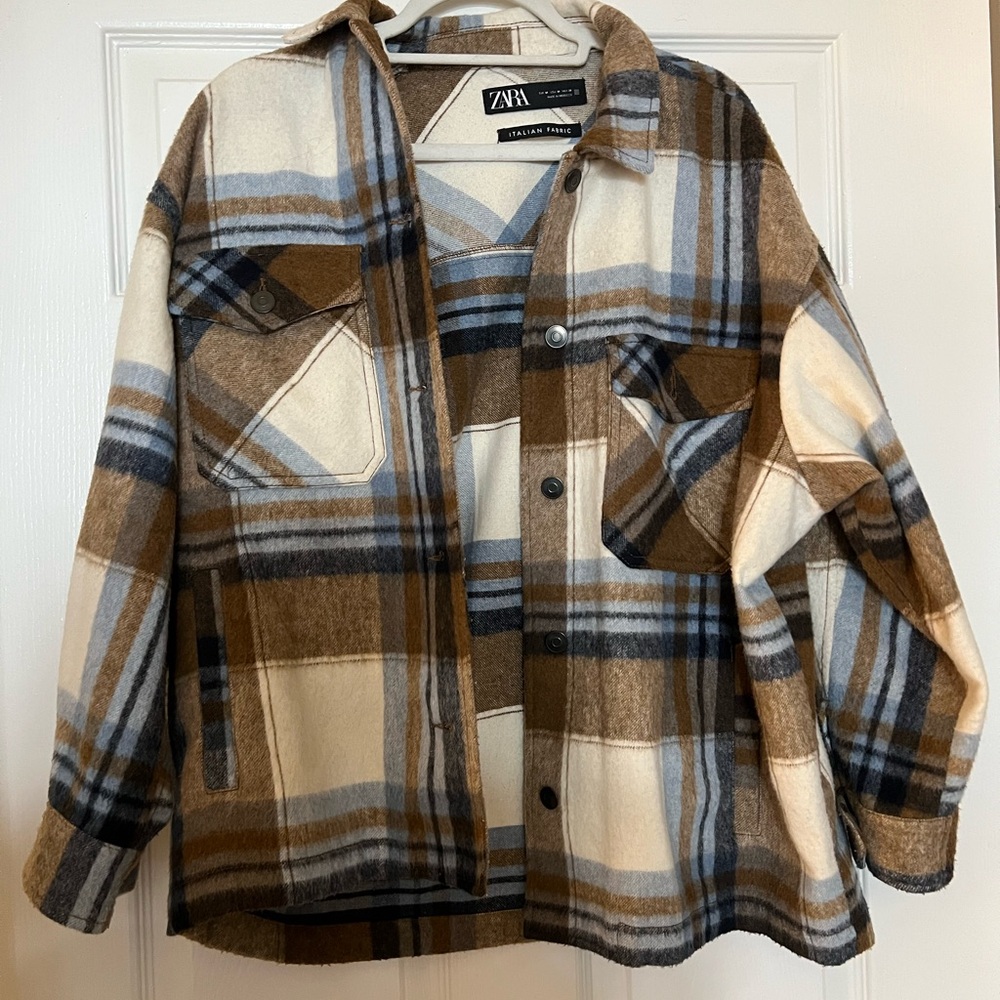Zara Plaid Jacket - Brown and Cream